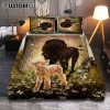 Lion And Lamb Face Quilt Bedding Set - Lion Quilt Bedding Set Print - Christian Bedroom - Religious Home Decor