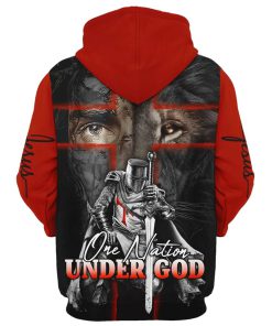 Lion And Warrior Hoodies, One Nation Under God Hoodie For Men & Women, God 3D Printed Hoodie, Christian Apparel Hoodies