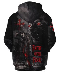 Lion Armor Knight Faith Over Fear Hoodie For Men & Women, God 3D Printed Hoodie, Christian Apparel Hoodies
