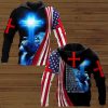 Lion Blue Cross And Jesus Is My God 3D Hoodie For Man And Women, Jesus Printed 3D Hoodie
