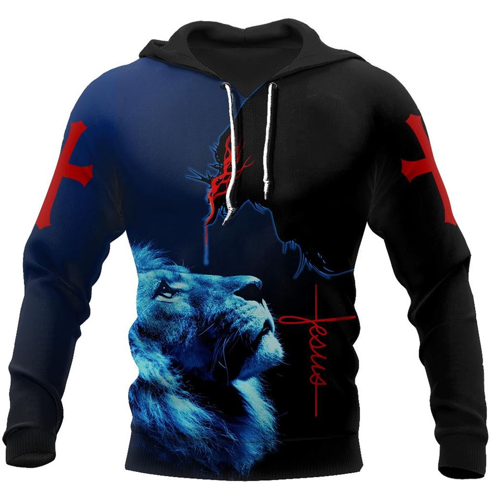 Lion Cross And Jesus Is My God 3D Hoodie For Man And Women, Jesus Printed 3D Hoodie