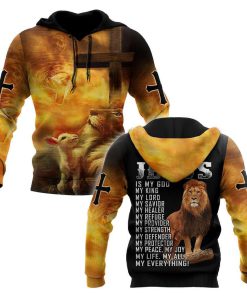 Lion Cross And Jesus Is My Savior God 3D Hoodie For Man And Women, Jesus Printed 3D Hoodie