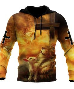 Lion Cross And Jesus Is My Savior God 3D Hoodie For Man And Women, Jesus Printed 3D Hoodie