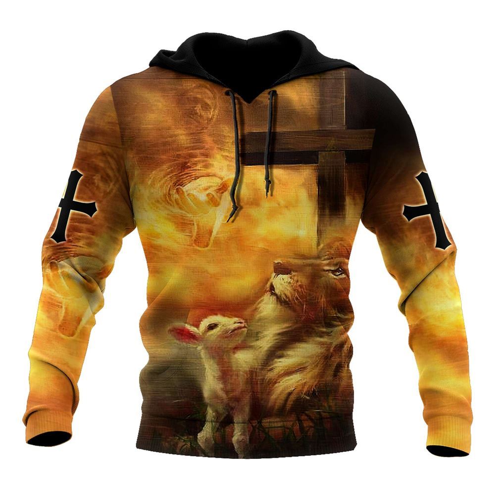 Lion Cross And Jesus Is My Savior God 3D Hoodie For Man And Women, Jesus Printed 3D Hoodie