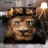 Lion Be Still And Know That I Am God Quilt Bedding Set - Lion Quilt Bedding Set Print - Christian Bedroom - Religious Home Decor