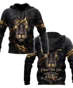 Lion Faith in God I Belive In The Holy Spirit Our God Is Three In One God 3D Hoodie For Man And Women, Jesus Printed 3D Hoodie