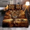 Lion Crown Of Thorn Jesus On The Cross Quilt Bedding Set - Lion Quilt Bedding Set Print - Christian Bedroom - Religious Home Decor