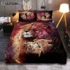 Lion Golden Crown Becoming A King Quilt Bedding Set - Lion Quilt Bedding Set Print - Christian Bedroom - Religious Home Decor