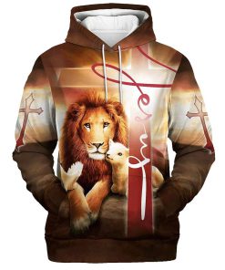 Lion Lamb And Dove 3D Hoodies Men & Women, God 3D Printed Hoodie, Christian Apparel Hoodies