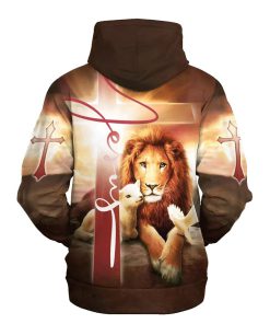 Lion Lamb And Dove 3D Hoodies Men & Women, God 3D Printed Hoodie, Christian Apparel Hoodies
