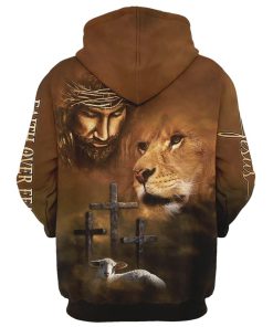 Lion Lamb Jesus Faith Over Fear Hoodie For Men & Women, God 3D Printed Hoodie, Christian Apparel Hoodies