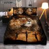Lion Little Lamb And Beautiful Dove Quilt Bedding Set - Lion Quilt Bedding Set Print - Christian Bedroom - Religious Home Decor