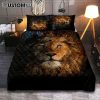 Lion Of Judah God Bless America Quilt Bedding Set - Lion Quilt Bedding Set Print - Christian Bedroom - Religious Home Decor