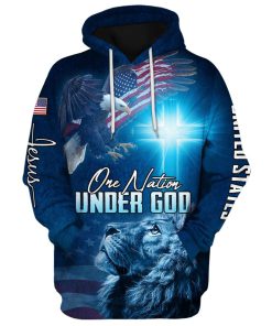 Lion Of Judah One Nation Under God Hoodies Men & Women, God 3D Printed Hoodie, Christian Apparel Hoodies