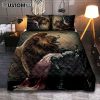 Lion Of Judah Wooden Cross Jesus Saves Quilt Bedding Set - Lion Quilt Bedding Set Print - Christian Bedroom - Religious Home Decor