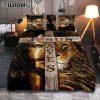 Lion Of Judah The Knight Of God Quilt Bedding Set - Lion Quilt Bedding Set Print - Christian Bedroom - Religious Home Decor