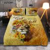 Lion Of Judah Wooden Cross Jesus The Lord Quilt Bedding Set - Lion Quilt Bedding Set Print - Christian Bedroom - Religious Home Decor