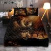 Lion White Lamb Cross On Tomb Quilt Bedding Set - Christian Bedroom - Religious Home Decor