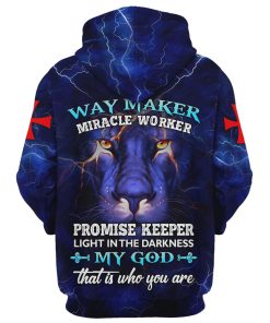Lion Way Maker Miracle Worker Promise Keeper Light In The Darkness Hoodie For Men & Women, God 3D Printed Hoodie, Christian Apparel Hoodies
