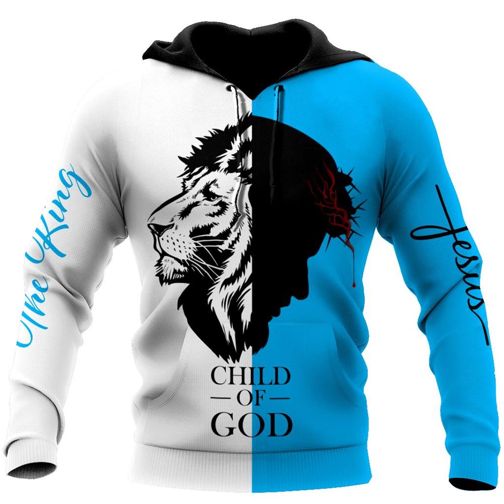 Lion White And Jesus Is The King Child Of God 3D Hoodie For Man And Women, Jesus Printed 3D Hoodie