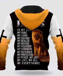 Lion Yellow Cross Jesus Is My God 3D Hoodies For Women Men, God 3D Printed Hoodie, Christian Apparel Hoodies