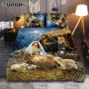 Maria Blue Butterfly Vintage Window The Way To Heaven Quilt Bedding Set Print - Inspirational Quilt Bedding Set Art - Christian Bedroom Home Decor