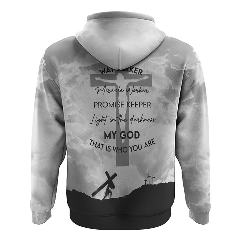 Miracle Worker Promise Keeper Light In The Darkness White Black Cross All Over Print 3D Hoodie, Christian Hoodie, Bible Verse Shirt, Jesus Apparel