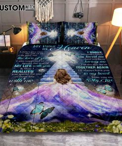 My Piece In Heaven Beautiful Girl Quilt Bedding Set Prints - Christian Cover Twin Bedding Decor - Bible Verse Quilt Bedding Set Art