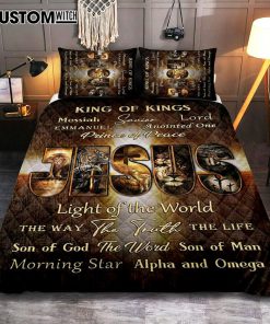 Names Of Jesus Warrior Of God Quilt Bedding Set Print - Inspirational Quilt Bedding Set Art - Christian Bedroom Home Decor