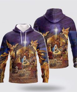 Nativity Scene 3D Hoodies For Women Men, God 3D Printed Hoodie, Christian Apparel Hoodies