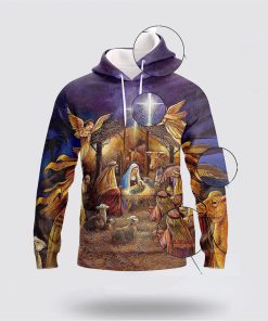 Nativity Scene 3D Hoodies For Women Men, God 3D Printed Hoodie, Christian Apparel Hoodies