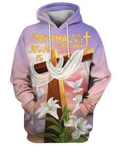 Normal Isn't Coming Back But Jesus Is Hoodie Lily Cross And Dove Hoodies Jesus Hoodie Men & Women, God 3D Printed Hoodie, Christian Apparel Hoodies