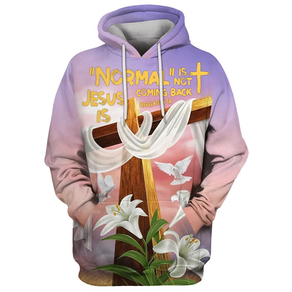 Normal Isn't Coming Back But Jesus Is Hoodie Lily Cross And Dove Hoodies Jesus Hoodie Men & Women, God 3D Printed Hoodie, Christian Apparel Hoodies