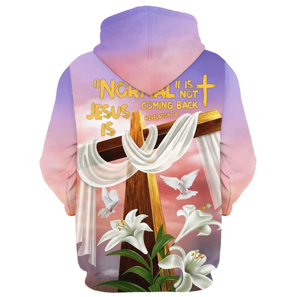 Normal Isn't Coming Back But Jesus Is Hoodie Lily Cross And Dove Hoodies Jesus Hoodie Men & Women, God 3D Printed Hoodie, Christian Apparel Hoodies