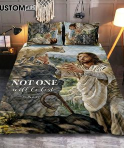 Not One Will Be Lost Jesus & Lamb Quilt Bedding Set Bedroom - Jesus Quilt Bedding Set Pictures - Christian Quilt Bedding Set Bedroom