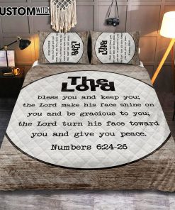 Numbers 624-26 The Lord Bless You And Keep You Rustic Farmhouse Quilt Bedding Set Bedroom - Christian Quilt Bedding Set Prints - Religious Cover Twin Bedding Decor