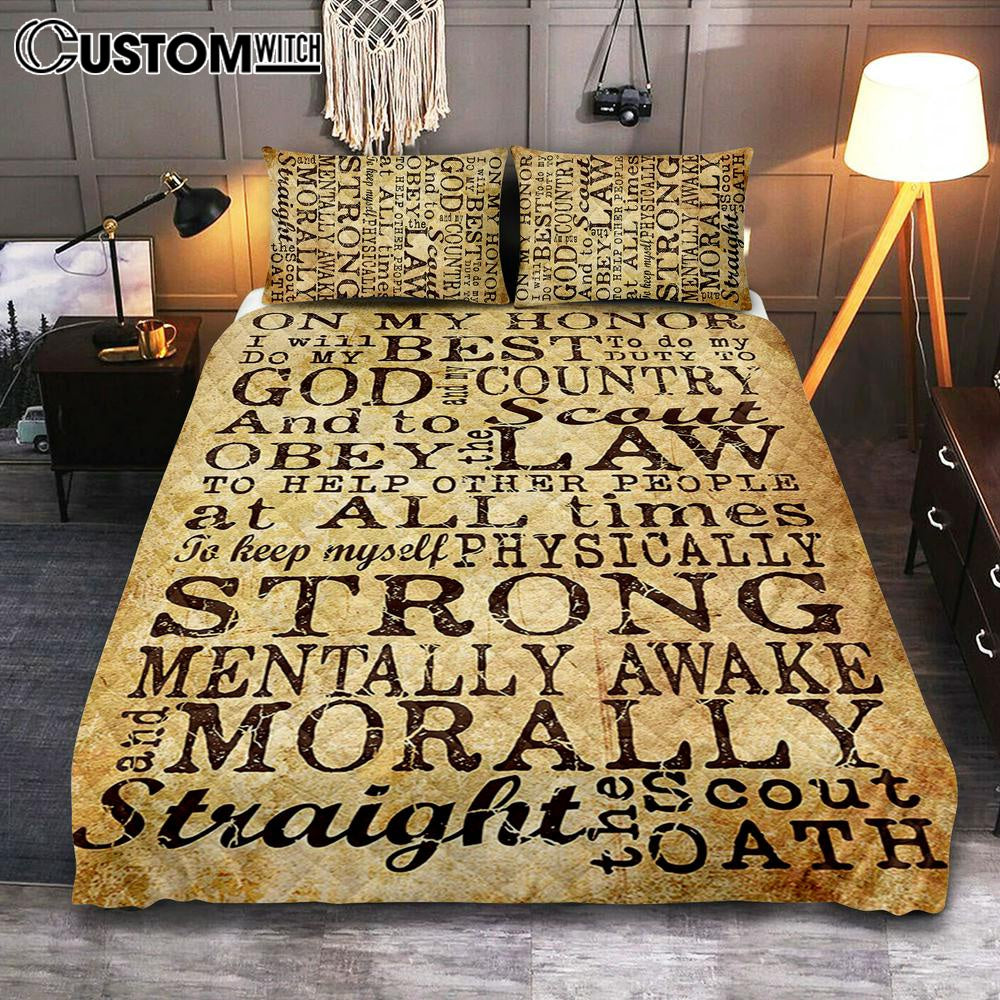 On My Honor I Will Do My Best Straight The Scout Oath Quilt Bedding Set Bedroom - Christian Cover Twin Bedding Quilt Bedding Set - Religious Quilt Bedding Set Prints