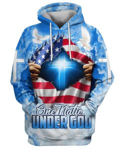 One Nation Under God 3D Hoodies Men & Women, God 3D Printed Hoodie, Christian Apparel Hoodies