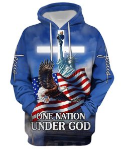 One Nation Under God American Flag Hoodie For Men & Women, God 3D Printed Hoodie, Christian Apparel Hoodies