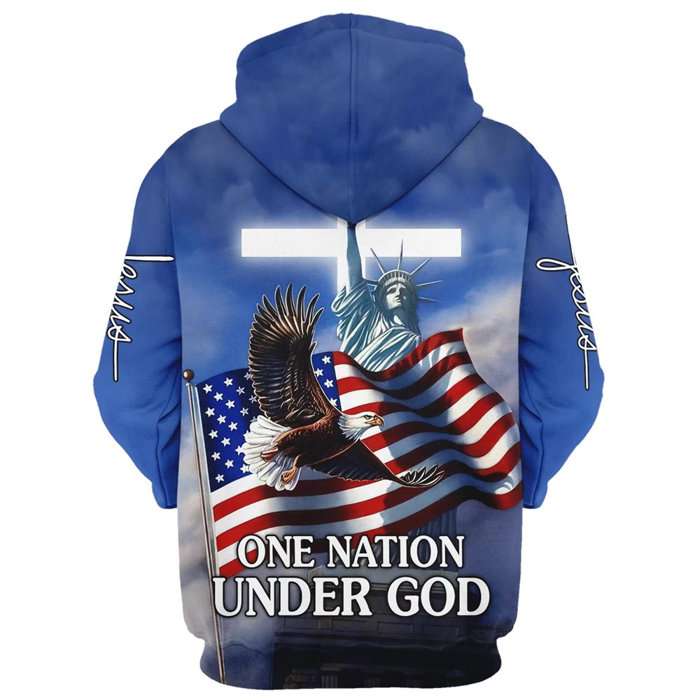 One Nation Under God American Flag Hoodie For Men & Women, God 3D Printed Hoodie, Christian Apparel Hoodies