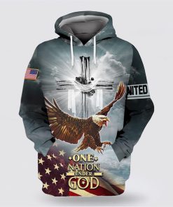 One Nation Under God American Flag With Jesus Cross 3D Hoodies For Women Men, God 3D Printed Hoodie, Christian Apparel Hoodies