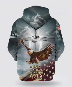One Nation Under God American Flag With Jesus Cross 3D Hoodies For Women Men, God 3D Printed Hoodie, Christian Apparel Hoodies