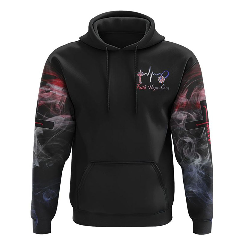 One Nation Under God Firework Smoke Flag Independence Day All Over Print 3D Hoodie, Christian Hoodie, Christian Sweatshirt, Bible Verse Shirt