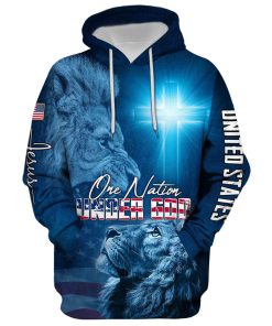One Nation Under God Hoodie For Men & Women, God 3D Printed Hoodie, Christian Apparel Hoodies