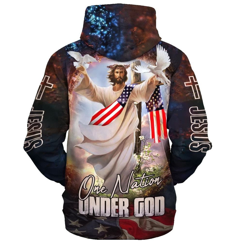One Nation Under God Hoodie Jesus Dove 3D Hoodies Jesus Hoodie Men & Women, God 3D Printed Hoodie, Christian Apparel Hoodies