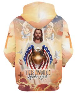 One Nation Under God Hoodie Jesus Dove And Angles Hoodies Jesus Hoodie Men & Women, God 3D Printed Hoodie, Christian Apparel Hoodies