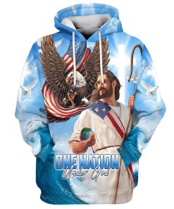 One Nation Under God Jesus Holding Earth Hoodies Jesus Hoodie Men & Women, God 3D Printed Hoodie, Christian Apparel Hoodies