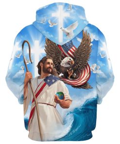 One Nation Under God Jesus Holding Earth Hoodies Jesus Hoodie Men & Women, God 3D Printed Hoodie, Christian Apparel Hoodies