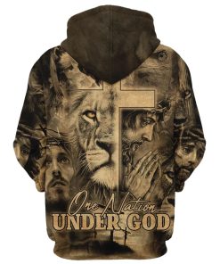 One Nation Under God, The Cross Lion Of Judah Hoodie For Men & Women, God 3D Printed Hoodie, Christian Apparel Hoodies