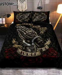 Only God Can Judge Me Hand Pray Quilt Bedding Set Prints - Christian Cover Twin Bedding Decor - Bible Verse Quilt Bedding Set Art